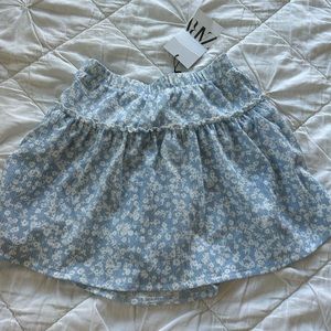 Zara blue floral textured skort